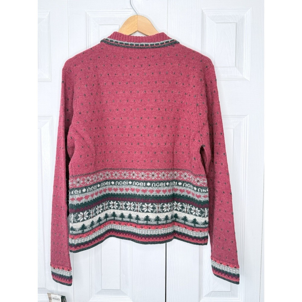 NWT Vintage Woolrich Fair Isle Cardigan Sweater Large Wool Noel Christmas Trees - Picture 3 of 12